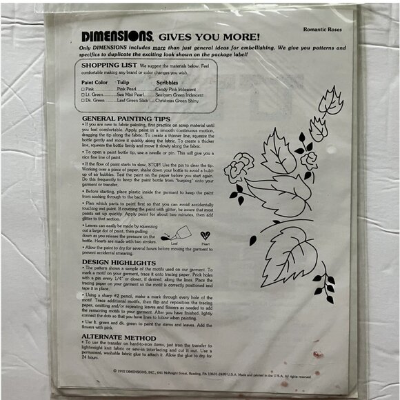 NEW 2 VTG Dimensions Iron-On Fashion Transfer 90s Roses Flowers Kawaii Pink - Picture 3 of 8